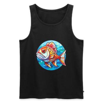Poisson vitrail coloré dessin animé kawaii animal - Débardeur bio Premium Homme - noir - Devant - AI Model Male 178 light (178cm)
