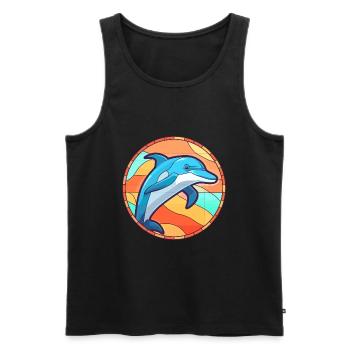 Delfin Buntes Glas Bunte Karikatur Kawaii Anim - Männer Premium Bio Tank Top - Schwarz - Vorne - AI Model Male 178 light (178cm)