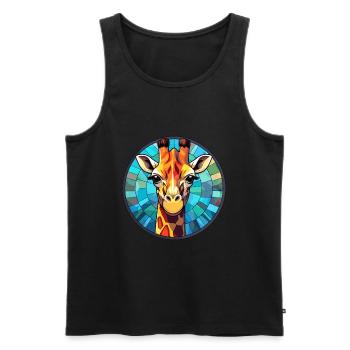 Girafe vitrail coloré dessin animé Kawaii Anim - Débardeur bio Premium Homme - noir - Devant - Michal (187cm)