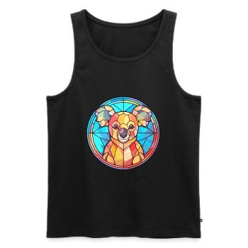 Koala Buntglas Bunte Karikatur Kawaii Tier - Männer Premium Bio Tank Top - Schwarz - Vorne - Michal (187cm)