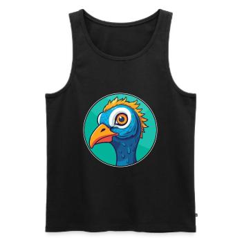 Paon vitrail coloré dessin animé Kawaii Anim - Débardeur bio Premium Homme - noir - Devant - Michal (187cm)