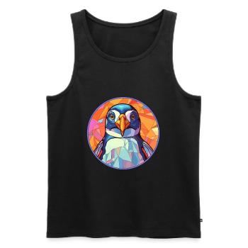 Pingouin vitrail coloré dessin animé Kawaii Anim - Débardeur bio Premium Homme - noir - Devant - Michal (187cm)