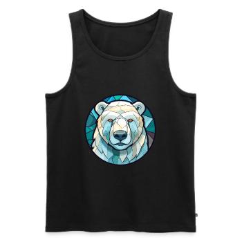 Ours polaire vitrail coloré dessin animé Kawaii A - Débardeur bio Premium Homme - noir - Devant - Michal (187cm)
