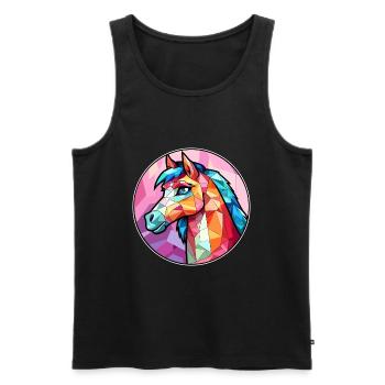 Ponny Stained Glass Colorful Cartoon Kawaii Animal - Men's Premium Organic Tank Top - black - Front - AI Model Male 178 light (178cm)