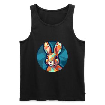 Rabbit Stained Glass Colorful Cartoon Kawaii Anima - Men's Premium Organic Tank Top - black - Front - Michal (187cm)