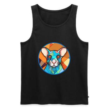 Ratten-Buntglas-Cartoon-Kawaii-Tier - Männer Premium Bio Tank Top - Schwarz - Vorne - Michal (187cm)