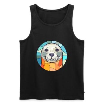 Siegel Buntes Glas Bunte Karikatur Kawaii Tier - Männer Premium Bio Tank Top - Schwarz - Vorne - Michal (187cm)