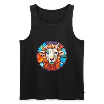 Schaf Buntes Glas Bunte Karikatur Kawaii Tier - Männer Premium Bio Tank Top - Schwarz - Vorne - AI Model Male 178 light (178cm)