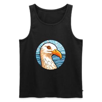 Seagull Stained Glass Colorful Cartoon Kawaii Anim - Men's Premium Organic Tank Top - black - Front - Michal (187cm)