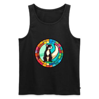 Skunk vitrail coloré dessin animé Kawaii Animal - Débardeur bio Premium Homme - noir - Devant - AI Model Male 178 light (178cm)