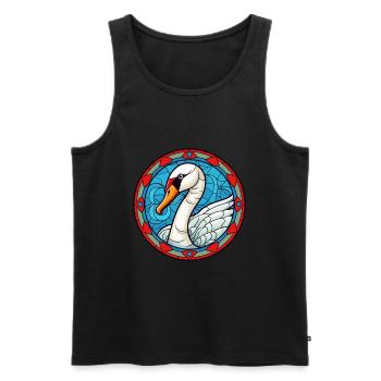 Schwanen-Buntglas-Cartoon-Kawaii-Tier - Männer Premium Bio Tank Top - Schwarz - Vorne - Michal (187cm)