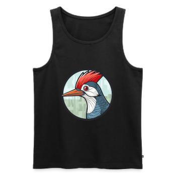 Pic vitrail coloré Cartoon Kawaii A - Débardeur bio Premium Homme - noir - Devant - AI Model Male 178 light (178cm)