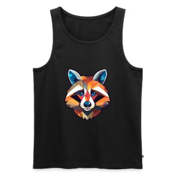 Raton laveur vitrail coloré dessin animé Kawaii Anim - Débardeur bio Premium Homme - noir - Devant - Michal (187cm)