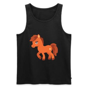 pferd niedlich glücklich kawaii cartoon clipart tier - Männer Premium Bio Tank Top - Schwarz - Vorne - Michal (187cm)