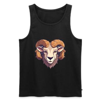 Bighorn Schaf Niedlich Glücklich Kawaii Cartoon Clipart An - Männer Premium Bio Tank Top - Schwarz - Vorne - AI Model Male 178 light (178cm)