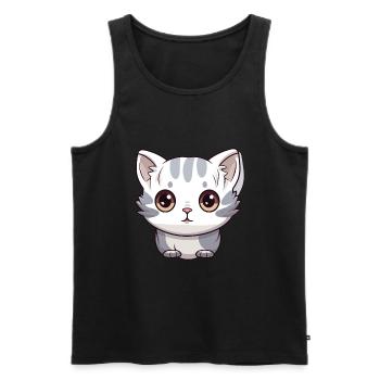American Shorthair Cat Cute Happy Kawaii Cartoon C - Men's Premium Organic Tank Top - black - Front - Michal (187cm)