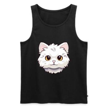 Américain Curl Chat Mignon Heureux Kawaii Cartoon Clipar - Débardeur bio Premium Homme - noir - Devant - Michal (187cm)