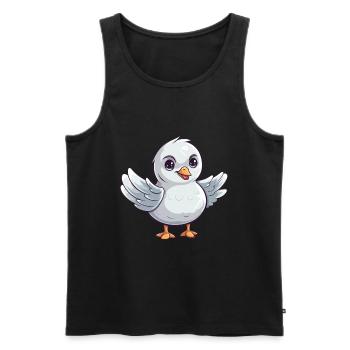 Seagull Cute Happy Kawaii Cartoon Clipart Animal - Men's Premium Organic Tank Top - black - Front - Michal (187cm)