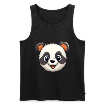 Panda Mignon Heureux Kawaii Cartoon Clipart Animal - Débardeur bio Premium Homme - noir - Devant - Michal (187cm)