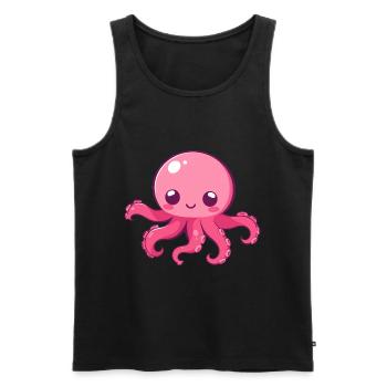 Poulpe mignon heureux kawaii dessin animé Clipart Animal - Débardeur bio Premium Homme - noir - Devant - Michal (187cm)