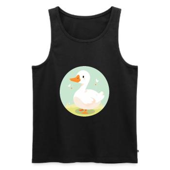 Goose Cute Happy Kawaii Cartoon Clipart Animal - Men's Premium Organic Tank Top - black - Front - Michal (187cm)