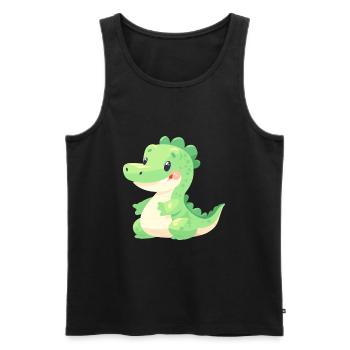 Alligator Cute Happy Kawaii Cartoon Clipart Animal - Men's Premium Organic Tank Top - black - Front - Michal (187cm)
