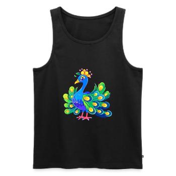 Pfau Niedlich Glücklich Kawaii Cartoon Clipart Tier - Männer Premium Bio Tank Top - Schwarz - Vorne - Michal (187cm)