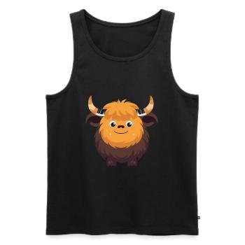 Yak Niedlich Glücklich Kawaii Cartoon Clipart Tier - Männer Premium Bio Tank Top - Schwarz - Vorne - Michal (187cm)