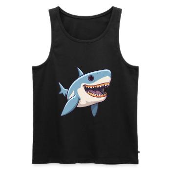 Requin mignon heureux kawaii dessin animé Clipart Animal - Débardeur bio Premium Homme - noir - Devant - Michal (187cm)
