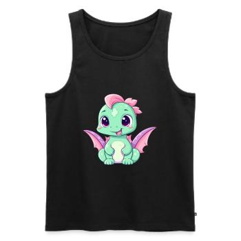 Drache Niedlich Glücklich Kawaii Cartoon Clipart Tier - Männer Premium Bio Tank Top - Schwarz - Vorne - Michal (187cm)