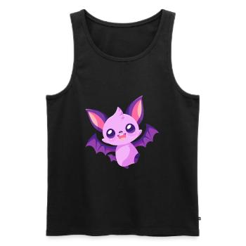 Fledermaus niedlich glücklich kawaii cartoon clipart tier - Männer Premium Bio Tank Top - Schwarz - Vorne - AI Model Male 178 light (178cm)