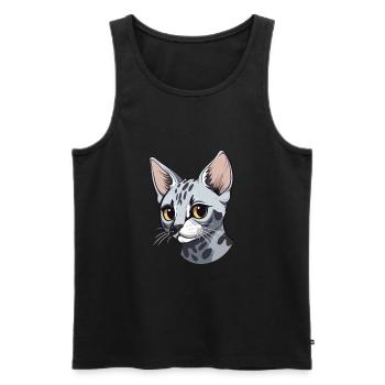 Chat Mau égyptien mignon heureux Kawaii Cartoon Clipart - Débardeur bio Premium Homme - noir - Devant - Michal (187cm)