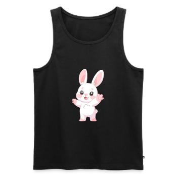 Rabbit Cute Happy Kawaii Cartoon Clipart Animal - Men's Premium Organic Tank Top - black - Front - Michal (187cm)