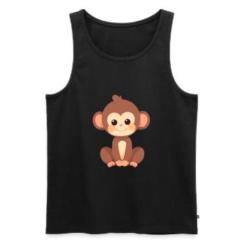 Affe niedlich glücklich kawaii cartoon clipart tier - Männer Premium Bio Tank Top - Schwarz - Vorne - Michal (187cm)