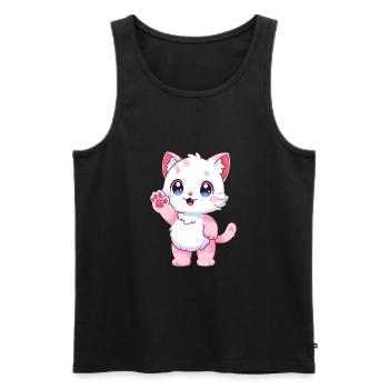 Katze niedlich glücklich kawaii cartoon clipart tier - Männer Premium Bio Tank Top - Schwarz - Vorne - Michal (187cm)