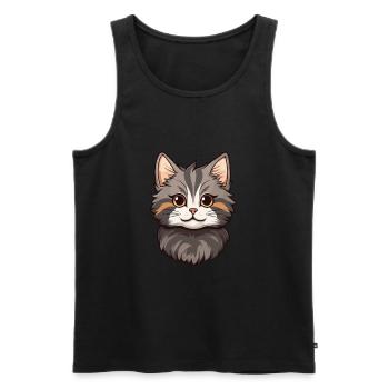 American Bobtail Katze Niedlich Glücklich Kawaii Cartoon Cli - Männer Premium Bio Tank Top - Schwarz - Vorne - AI Model Male 178 light (178cm)