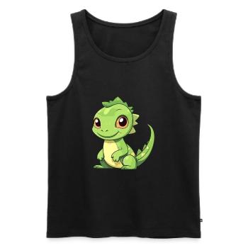 Iguana Cute Happy Kawaii Cartoon Clipart Animal - Men's Premium Organic Tank Top - black - Front - AI Model Male 178 light (178cm)