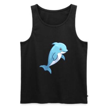 Delfin Niedlich Glücklich Kawaii Cartoon Clipart Tier - Männer Premium Bio Tank Top - Schwarz - Vorne - Michal (187cm)