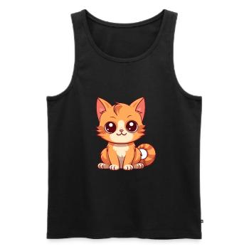 Katze niedlich glücklich kawaii cartoon clipart tier - Männer Premium Bio Tank Top - Schwarz - Vorne - Michal (187cm)