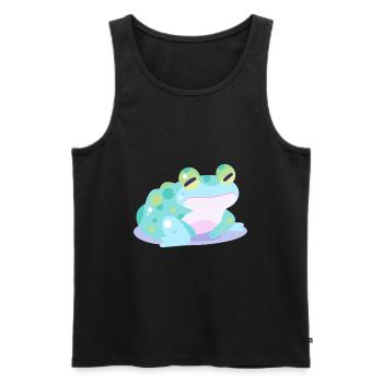 Grenouille mignon heureux kawaii dessin animé Clipart Animal - Débardeur bio Premium Homme - noir - Devant - Michal (187cm)