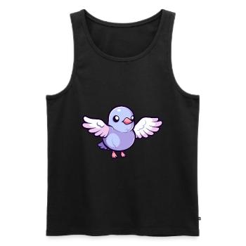 Pigeon Mignon Heureux Kawaii Cartoon Clipart Animal - Débardeur bio Premium Homme - noir - Devant - Michal (187cm)