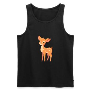 Hirsch Niedlich Glücklich Kawaii Cartoon Clipart Tier - Männer Premium Bio Tank Top - Schwarz - Vorne - Michal (187cm)
