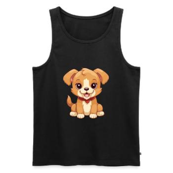 Chien jouet russe mignon heureux Kawaii Cartoon Clipart - Débardeur bio Premium Homme - noir - Devant - Michal (187cm)
