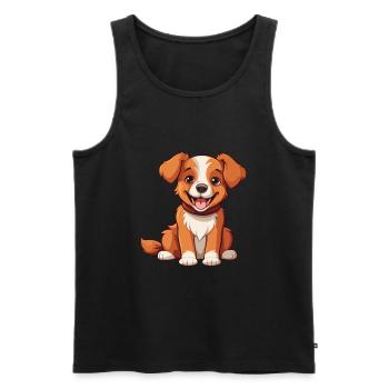 Hund niedlich glücklich kawaii Cartoon Clipart Tier - Männer Premium Bio Tank Top - Schwarz - Vorne - Michal (187cm)