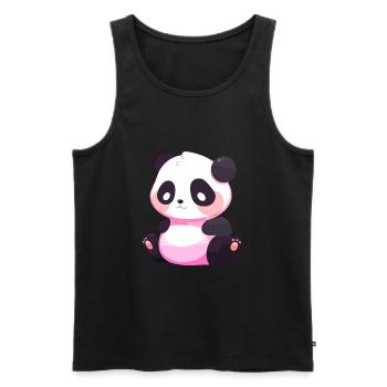 Panda Mignon Heureux Kawaii Cartoon Clipart Animal - Débardeur bio Premium Homme - noir - Devant - Michal (187cm)