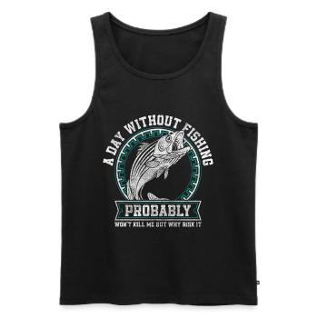 Angler Fishing Bait - Men's Premium Organic Tank Top - black - Front - AI Model Male 178 light (178cm)