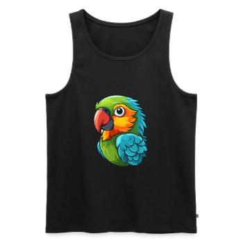 Papagei süßes glückliches Kawaii Cartoon Clipart Tier - Männer Premium Bio Tank Top - Schwarz - Vorne - Michal (187cm)