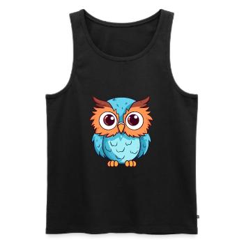 Eule süßes glückliches Kawaii Cartoon Clipart Tier - Männer Premium Bio Tank Top - Schwarz - Vorne - AI Model Male 178 light (178cm)