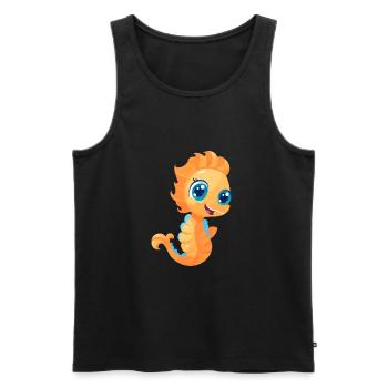 Seepferdchen süßes glückliches Kawaii Cartoon Clipart Tier - Männer Premium Bio Tank Top - Schwarz - Vorne - AI Model Male 178 light (178cm)
