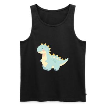 Dinosaure mignon heureux Kawaii dessin animé Clipart Animal - Débardeur bio Premium Homme - noir - Devant - Michal (187cm)